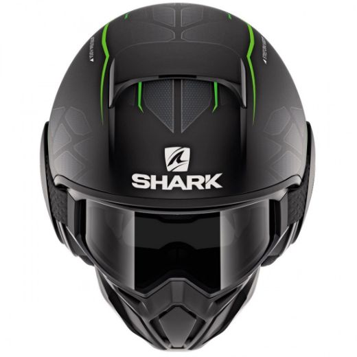 HELMET JET SHARK STREET DRAK HUROK MAT BLACK/GREEN