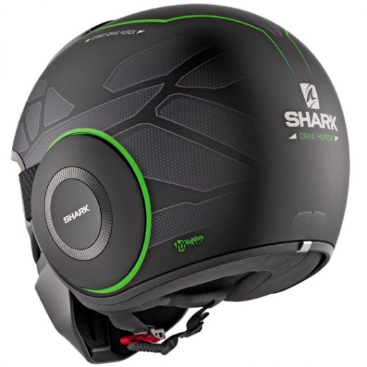 HELMET JET SHARK STREET DRAK HUROK MAT BLACK/GREEN
