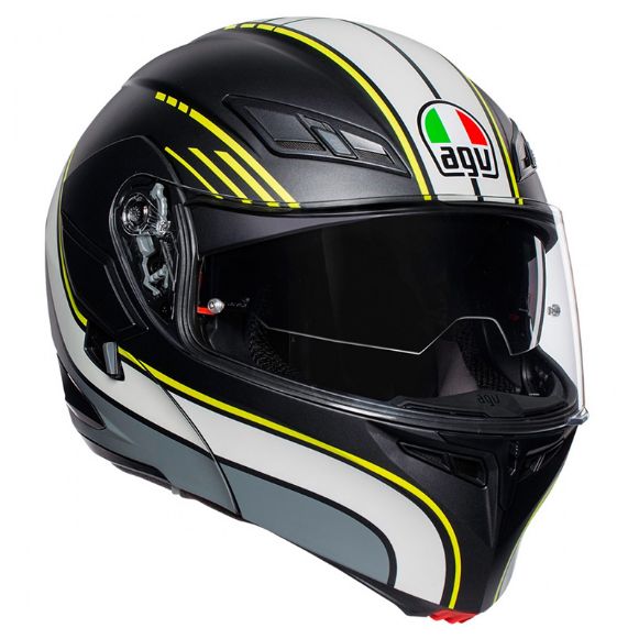 HELMET FLIP UP AGV COMPACT ST MULTI BOSTON MATT BLACK/GREY/YELLOW
