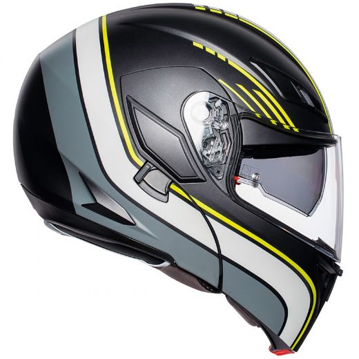 HELMET FLIP UP AGV COMPACT ST MULTI BOSTON MATT BLACK/GREY/YELLOW