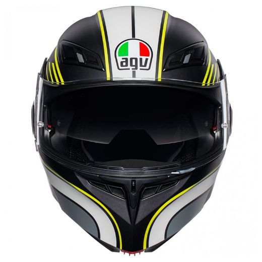 HELMET FLIP UP AGV COMPACT ST MULTI BOSTON MATT BLACK/GREY/YELLOW