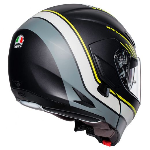 HELMET FLIP UP AGV COMPACT ST MULTI BOSTON MATT BLACK/GREY/YELLOW