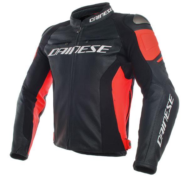 JACKET LEATHER DAINESE RACING 3 PELLE BLACK/BLACK/RED