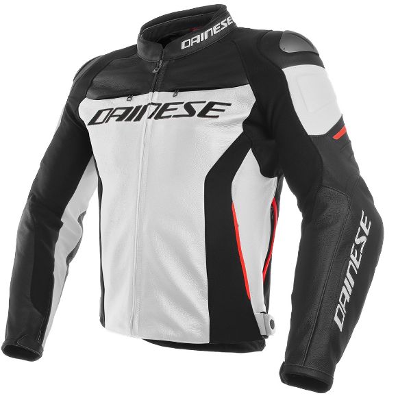 JACKET LEATHER PERFORATED DAINESE RACING 3 PELLE WHITE/BLACK/RED
