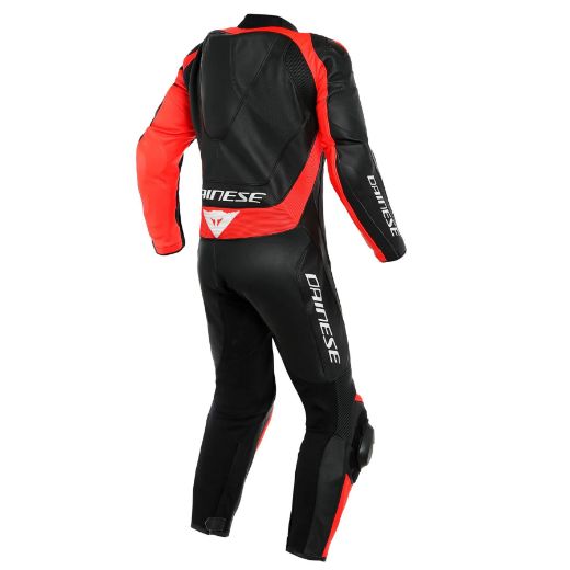 LEATHER SUIT DAINESE ASSEN 2 1PC PERF. BLACK/BLACK/RED-FLUO