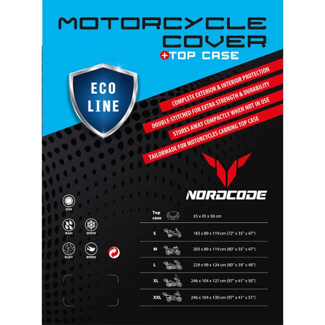 NORDCODE ECO LINE + TOP CASE | 203 x 89 x 119 + 35x45x58 MEDIUM 203x89x120 MOTO COVER