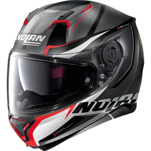 NOLAN N87 MILES N COM 87 FLAT LAVA GREY/WHITE/RED HELMET FULL FACE