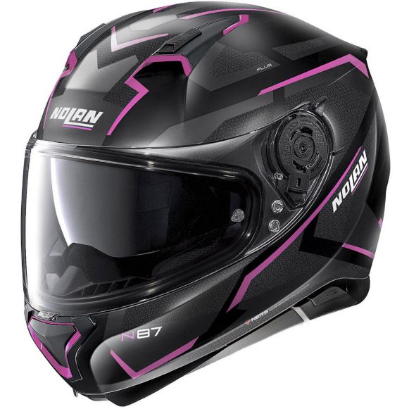 NOLAN N87 PLUS OVERLAND N-COM 34 FLAT BLACK FUCHSIA HELMET FULL FACE