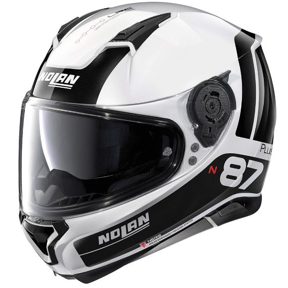 NOLAN N87 PLUS DISTINCTIVE N-COM 22 METAL WHITE HELMET FULL FACE