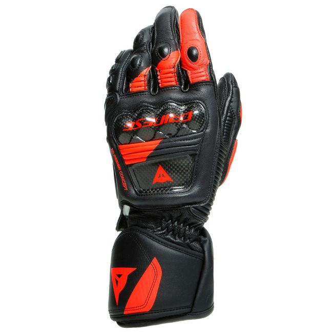 DAINESE DRUID 3 BLACK/FLUO-RED GLOVES LEATHER