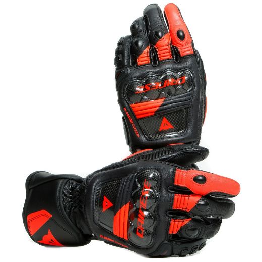 DAINESE DRUID 3 BLACK/FLUO-RED GLOVES LEATHER
