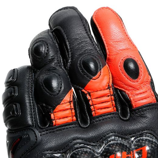 DAINESE DRUID 3 BLACK/FLUO-RED GLOVES LEATHER