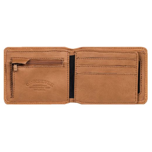QUIKSILVER MAC TRI-FOLD LEATHER NATURAL WALLET