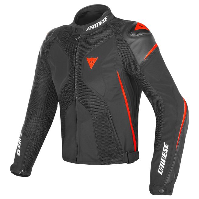 DAINESE SUPER RIDER D-DRY BLACK/BLACK/RED-FLUO JACKET