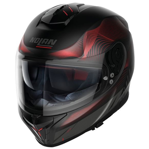 NOLAN N80-8 POWERGLIDE N-COM 45 FLAT BLACK RED