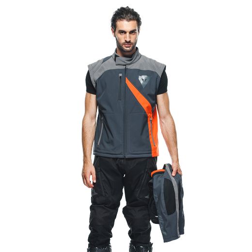 DAINESE RANCH TEX MEN JACKET EBONY/CHARCOAL-GRAY/FLAME-ORANGE