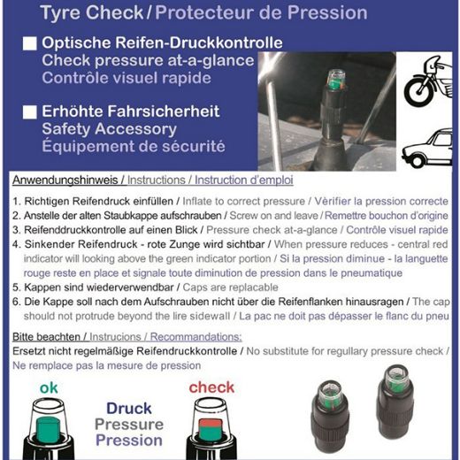 TYRE PRESSURE GAUGE MOTO DISCOVERY TIRE PRESSURE CONTROLLER VALVE CAPS BLACK