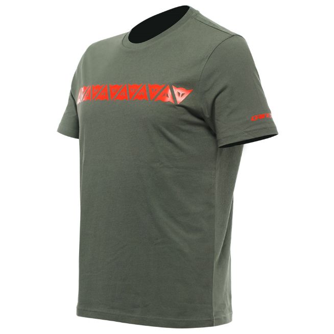 DAINESE T-SHIRT STRIPES CLIMBING-IVY/RED