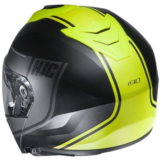 Ανοιγόμενα Flip-Up Modular Κράνη HJC I-90 σπαστό Κράνος μηχανής DAVAN MC4HSF1 Black Green μαύρο κίτρινο