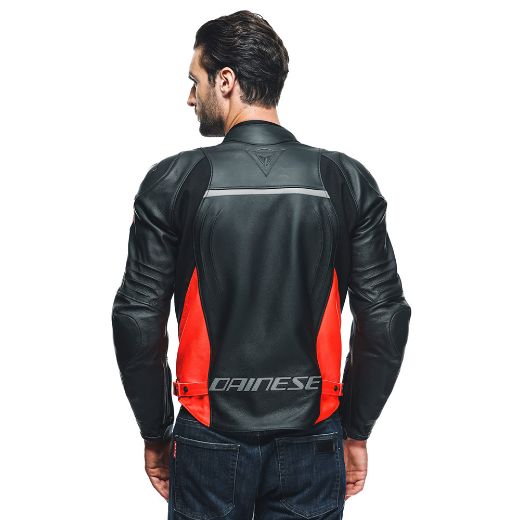 DAINESE RACING 4 LEATHER JACKET BLACK/FLUO-RED