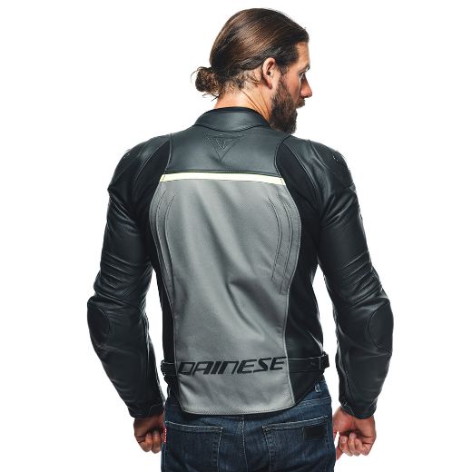 DAINESE RACING 4 LEATHER JACKET CHARCOAL-GRAY/BLACK