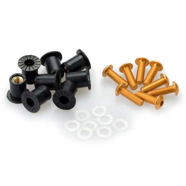 PUIG 0957G GOLD WINDSCREEN SCREW KIT ANODIZED WITH WELLNUTS