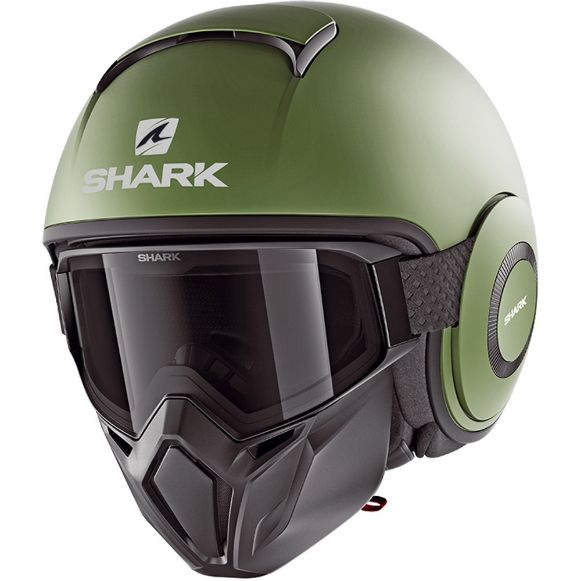 SHARK STREET DRAK BLANK MAT/GREEN MAT HELMET JET