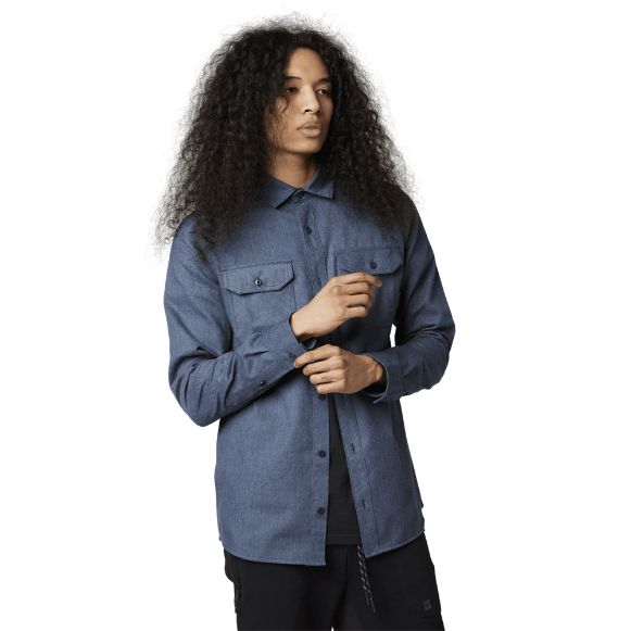 Αντρικά πουκάμισα FOX ASSEMBLY LINE FLANNEL Ανδρικό χειμερινό μακρυμάνικο πουκάμισο Heather Navy Μπλε