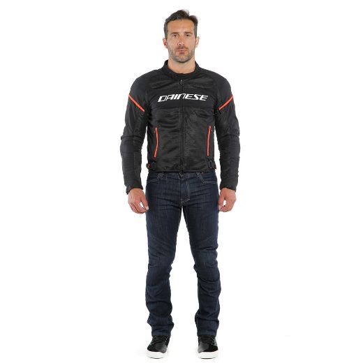 Καλοκαιρινά Μπουφάν Μηχανής DAINESE AIR FRAME D1 TEX με αντιανεμικό Μαύρο-Άσπρο-Κόκκινο