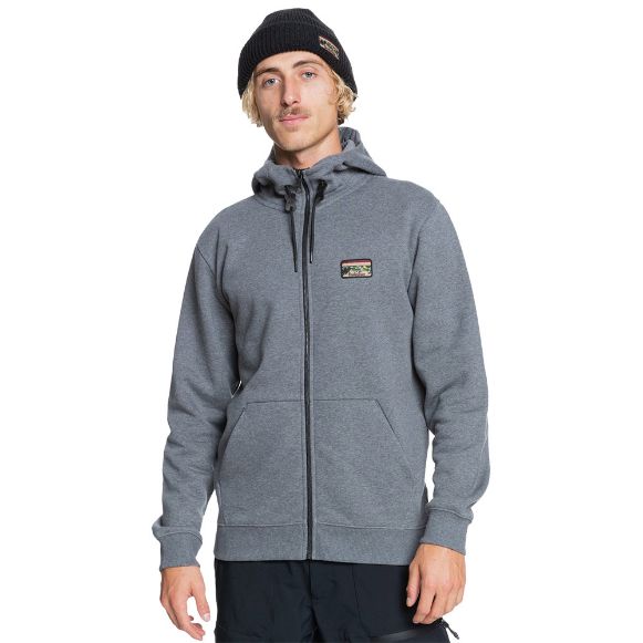 QUIKSILVER BIG LOGO SNOW WATER REPELLENT HOODIE HEATHER GREY