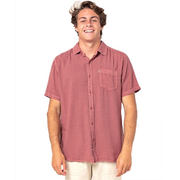 RIPCURL NEW VENTURA WASHED RED SHORT SLEEVE SHIRT