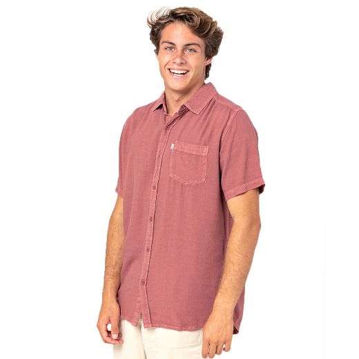 RIPCURL NEW VENTURA WASHED RED SHORT SLEEVE SHIRT