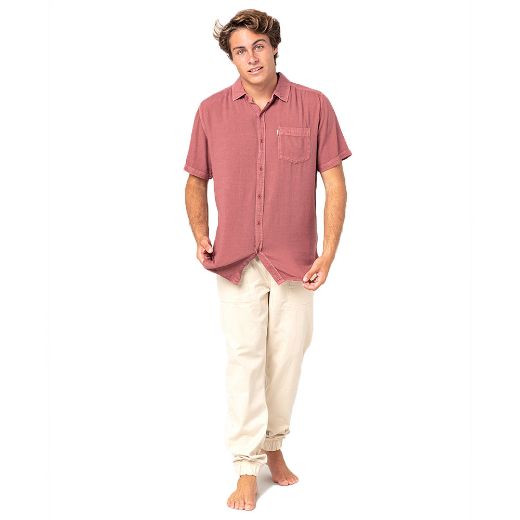 RIPCURL NEW VENTURA WASHED RED SHORT SLEEVE SHIRT