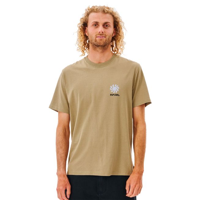 Κοντομάνικες μπλούζες RIPCURL SWC PSYCH STACK κοντομάνικα T-Shirt Washed Moss καφέ