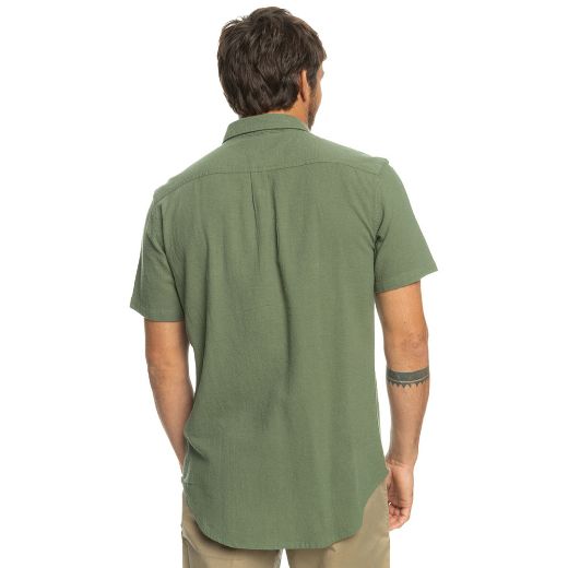 Αντρικά πουκάμισα QUIKSILVER TIME BOX Ανδρικό καλοκαιρινό κοντομάνικο πουκάμισο Four Leaf Clover Λαδί