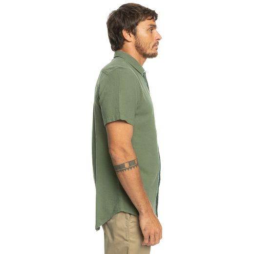 καλοκαιρινό κοντομάνικο πουκάμισο QUIKSILVER TIME BOX Λαδί