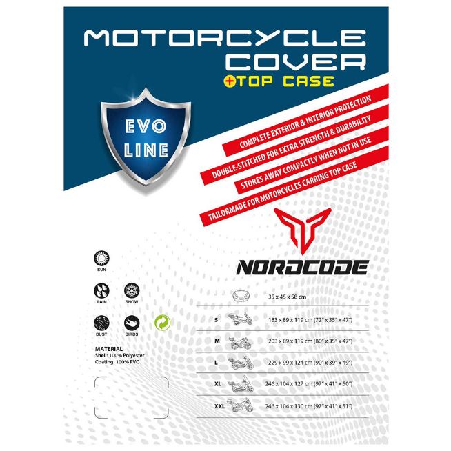 NORDCODE EVO LINE + TOP CASE LARGE 229 x 99 x 124 + 35x45x58 MOTO COVER