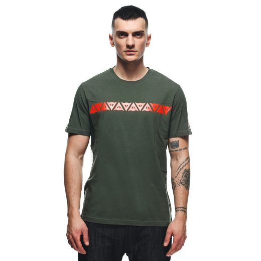 DAINESE T-SHIRT STRIPES CLIMBING-IVY/RED