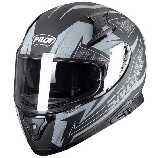 PILOT SNAKE BLACK GREY MATT κράνος full face