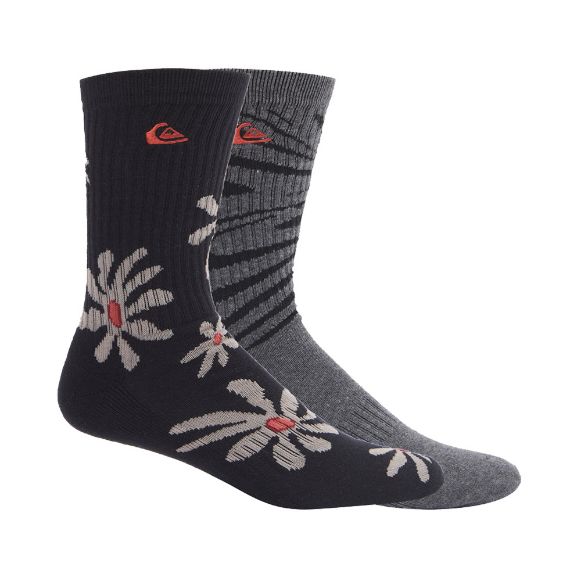 QUIKSILVER QK WAVY DAYS ΚΑΛΤΣΕΣ 2PK BLACK TRIPPY FLORAL