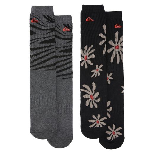 Αντρικές κάλτσες QUIKSILVER QK WAVY DAYS 2PK Set Μαύρες Φλοράλ