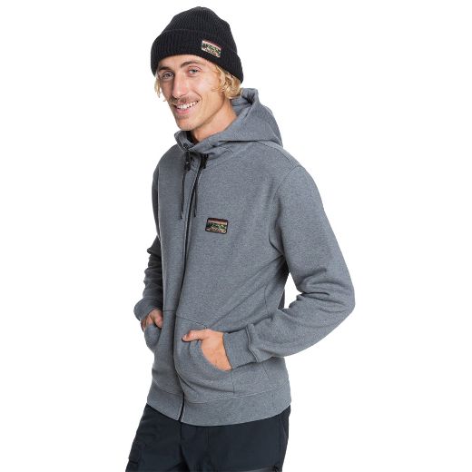 QUIKSILVER BIG LOGO SNOW WATER REPELLENT HOODIE HEATHER GREY