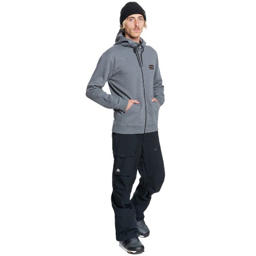 QUIKSILVER BIG LOGO SNOW WATER REPELLENT HOODIE HEATHER GREY