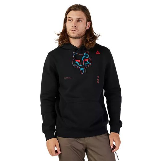 Men Hoody FOX WITHERED FLEECE Pullover Hoodie BLACK