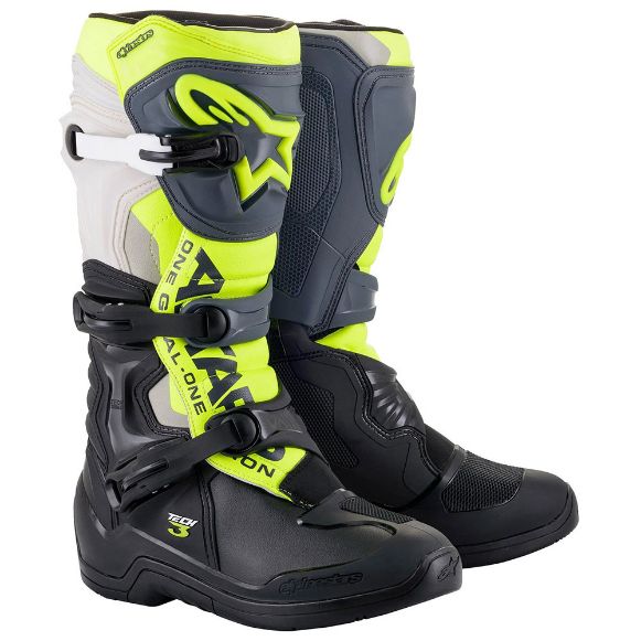 ALPINESTARS TECH 3 ΜΠΟΤΕΣ MX BLACK/GREY/YELLOW FLUO