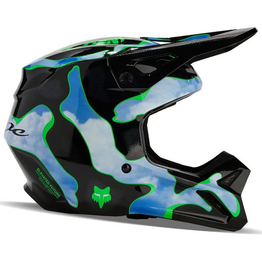 Κράνη Mx Enduro FOX V1 motocross κράνος ATLAS BLACK/GREEN μαύρο πράσινο