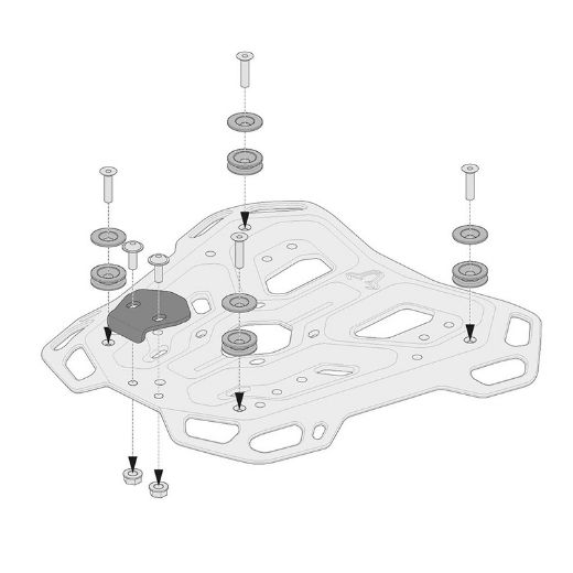 TOPCASE BASE ADAPTERS SW-MOTECH for TRAX ADV/ION/EVO topcases on ADVENTURE-RACK BLACK