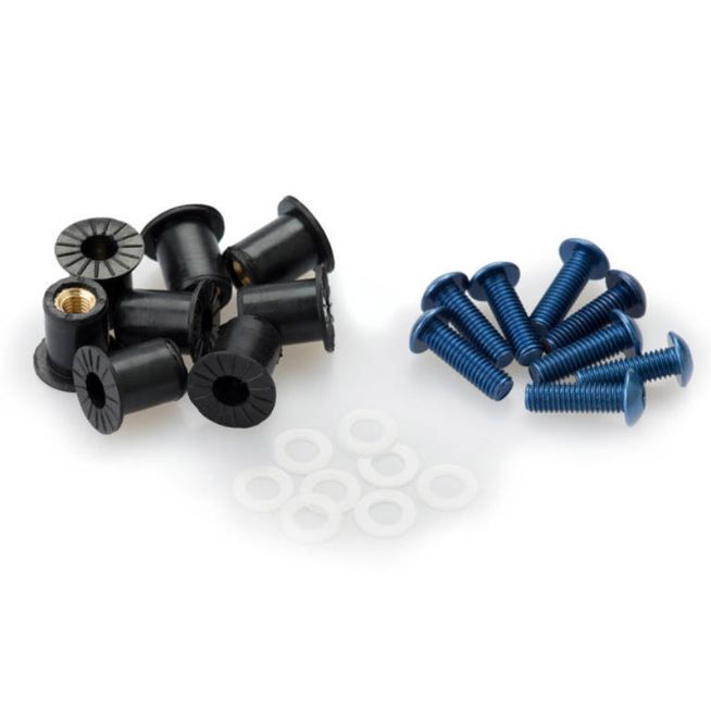 PUIG 0957A BLUE WINDSCREEN SCREW KIT ANODIZED WITH WELLNUTS