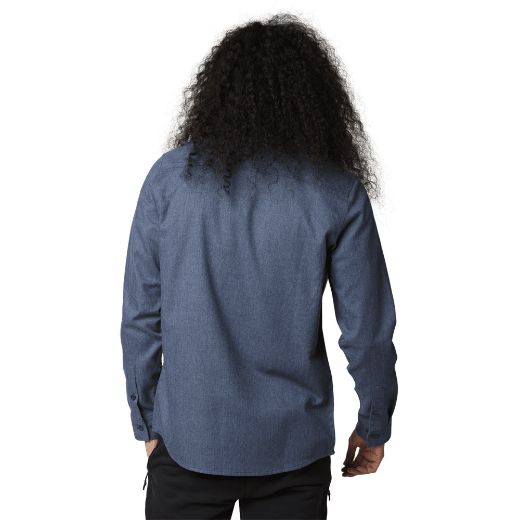 Αντρικά πουκάμισα FOX ASSEMBLY LINE FLANNEL Heather Navy Μπλε