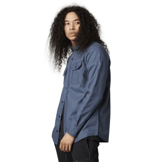 Ανδρικό χειμερινό μακρυμάνικο πουκάμισο FOX ASSEMBLY LINE FLANNEL Heather Navy Μπλε